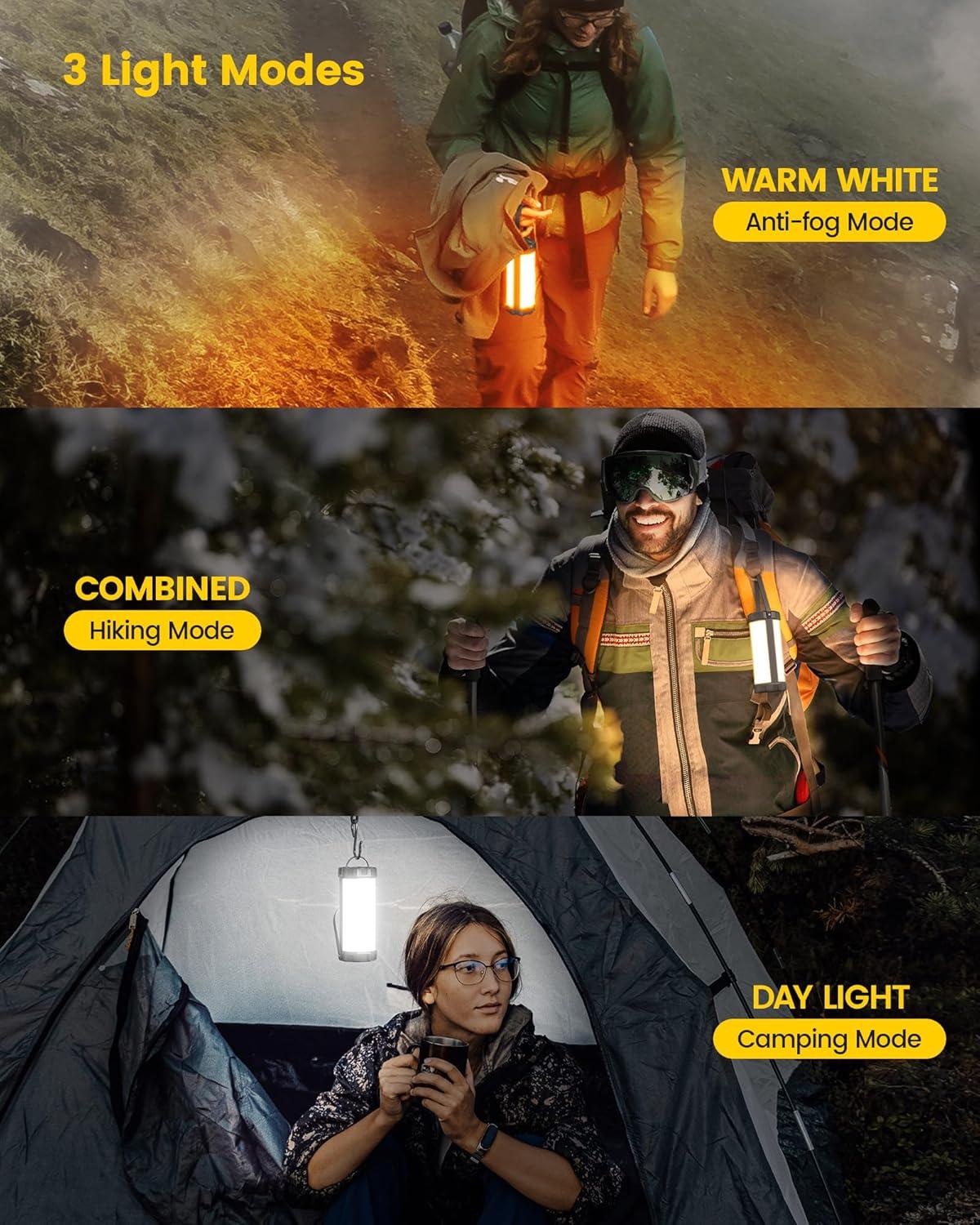 image:imageGlocusent 106 LED Camping Lights Up to 80Hrs 5000mAh Camping Lantern Rechargeable with 5 Brightness 3 Modes amp SOS IP68 Waterproof Max 1200LM Lanterns for Power Outages Hiking Emergency HurricaneGray