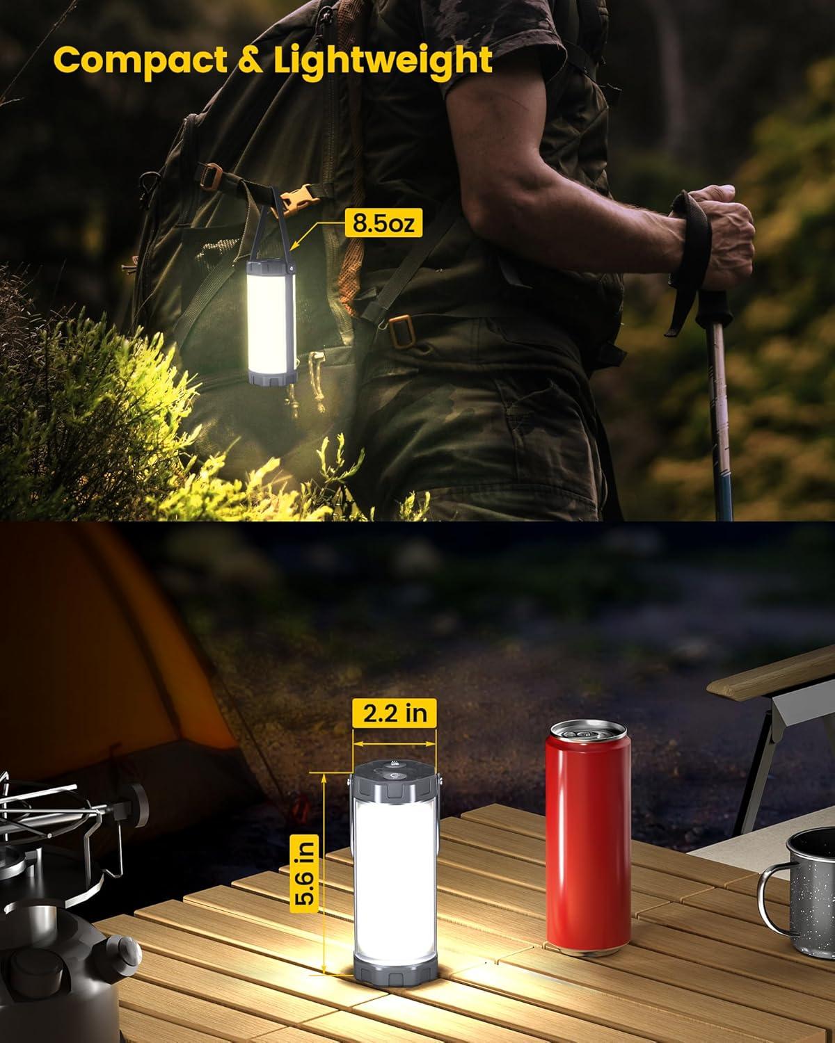 image:imageGlocusent 106 LED Camping Lights Up to 80Hrs 5000mAh Camping Lantern Rechargeable with 5 Brightness 3 Modes amp SOS IP68 Waterproof Max 1200LM Lanterns for Power Outages Hiking Emergency HurricaneGray