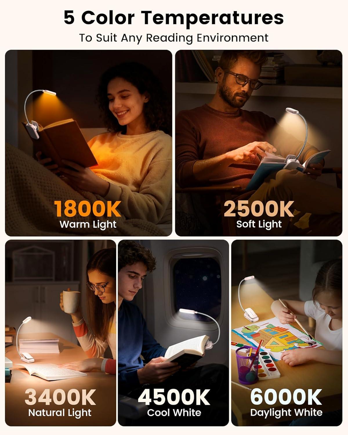 image:imageGlocusent 20 LED Reading Lights for Books in Bed Eye Caring Reading Light 5 Colors amp 5 Brightness 3100LM Dimmable 1200mAh Rechargeable Book Light to 90H Lightweight Clip on Light for Book LoversPink