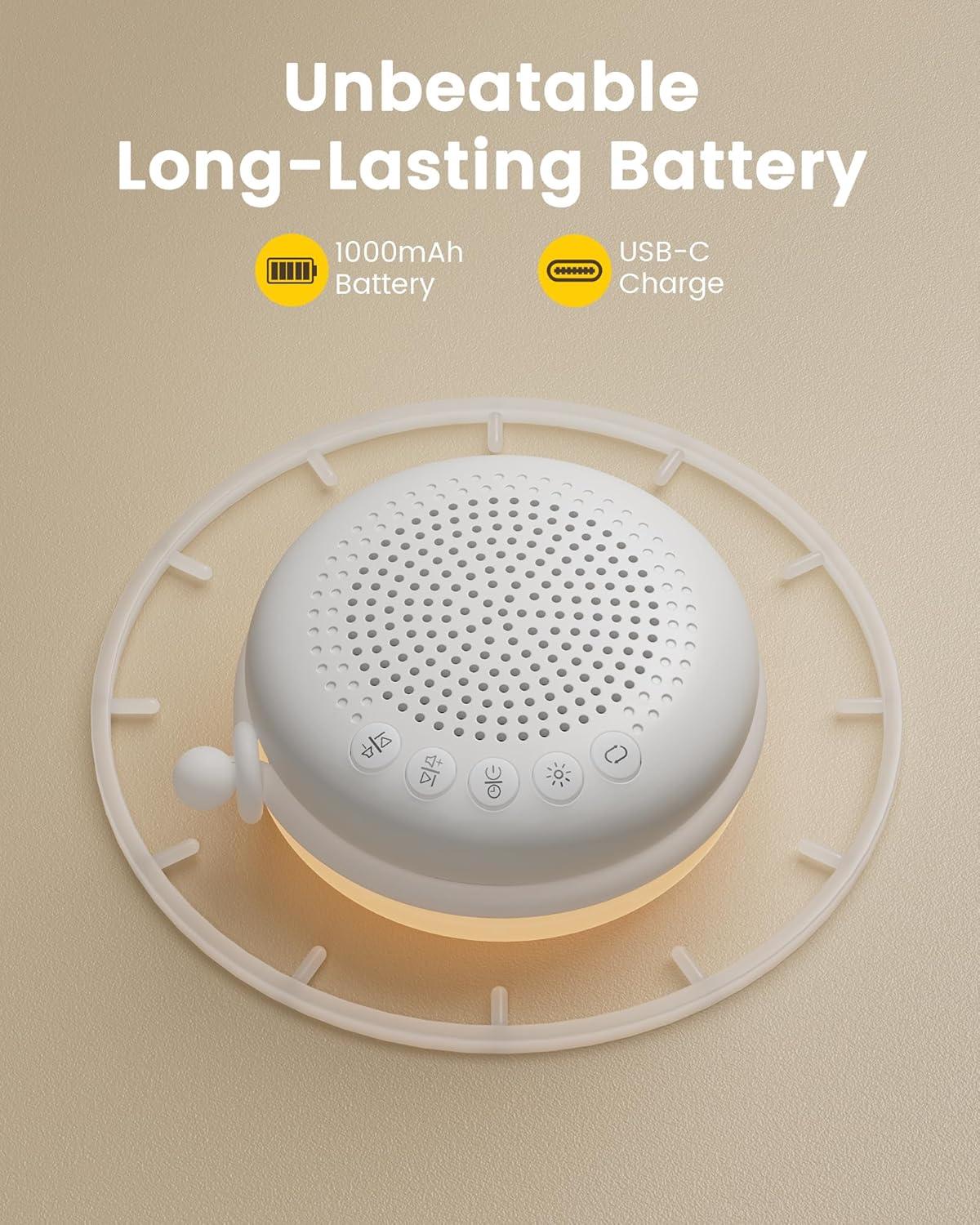 image:imageGlocusent 3in1 Portable Baby Sound Machine White Noise Machine for Sleeping Night Light amp Phone Connected Speaker 34 Sounds Timing Function 1000mAh Large Battery Designed for Travel