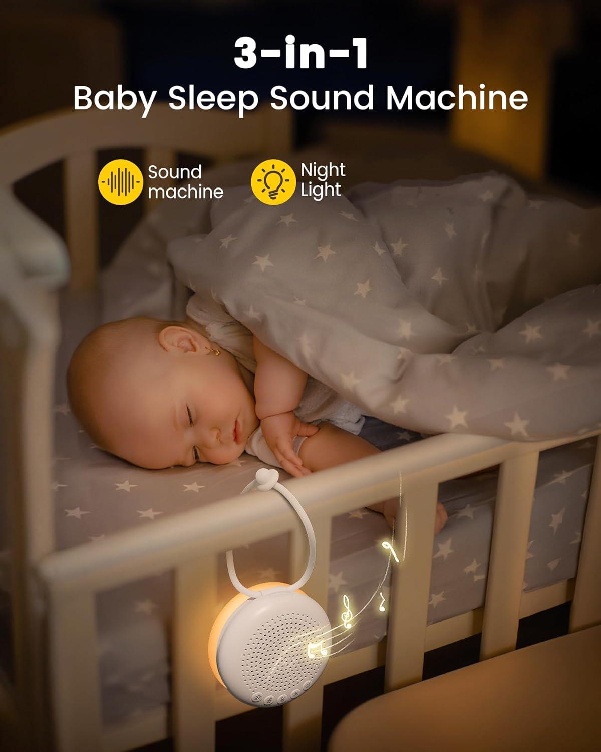 image:imageGlocusent 3in1 Portable Baby Sound Machine White Noise Machine for Sleeping Night Light amp Phone Connected Speaker 34 Sounds Timing Function 1000mAh Large Battery Designed for Travel