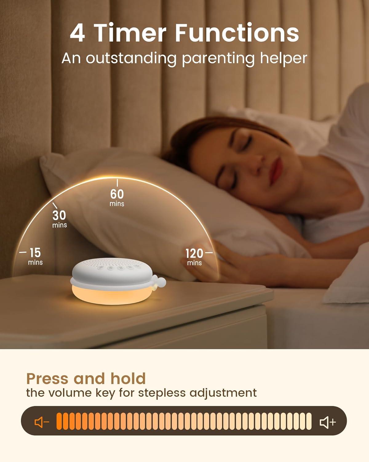 image:imageGlocusent 3in1 Portable Baby Sound Machine White Noise Machine for Sleeping Night Light amp Phone Connected Speaker 34 Sounds Timing Function 1000mAh Large Battery Designed for Travel