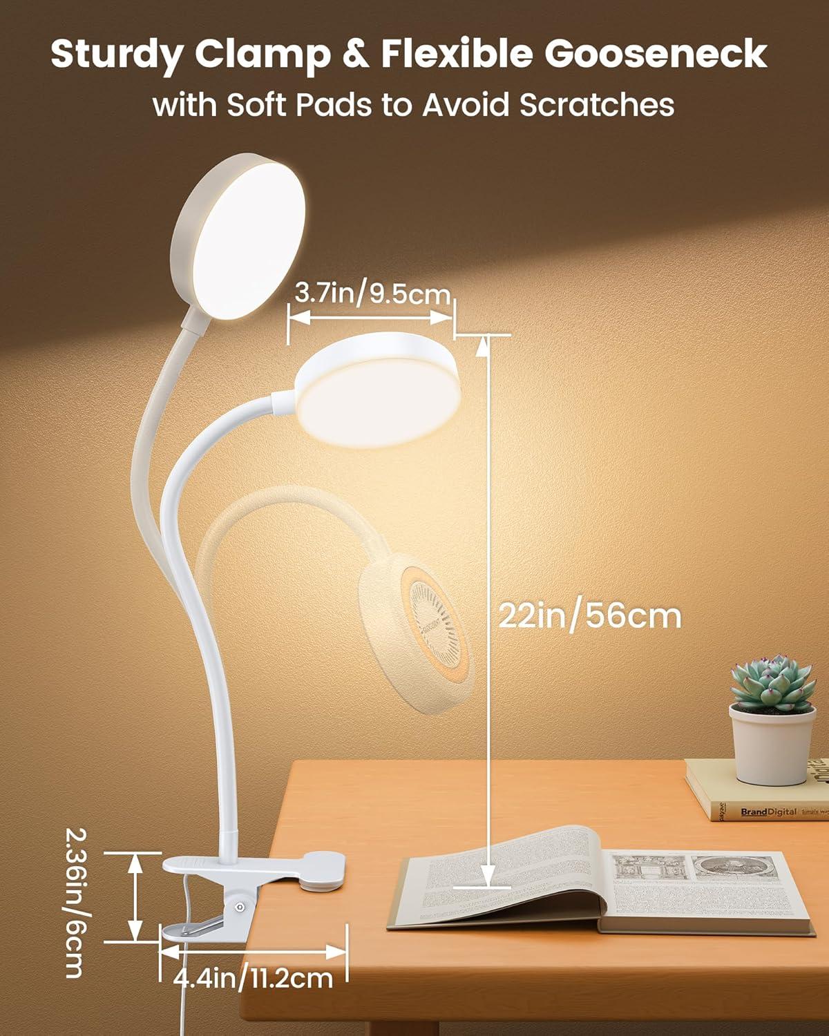 image:imageGlocusent 72 LED Clip on Lamp with Remote Reading Light with Amber Ring 3 Colors amp 5 Dimmable Bed Lamp 3060Min Auto Off Timer Clamp Light for HeadboardDormBunk BlackWhite with Remote