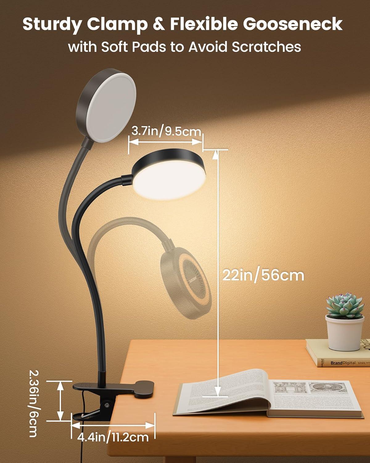 image:imageGlocusent 72 LED Clip on Lamp with Remote Reading Light with Amber Ring 3 Colors amp 5 Dimmable Bed Lamp 3060Min Auto Off Timer Clamp Light for HeadboardDormBunk BlackBlack with Remote