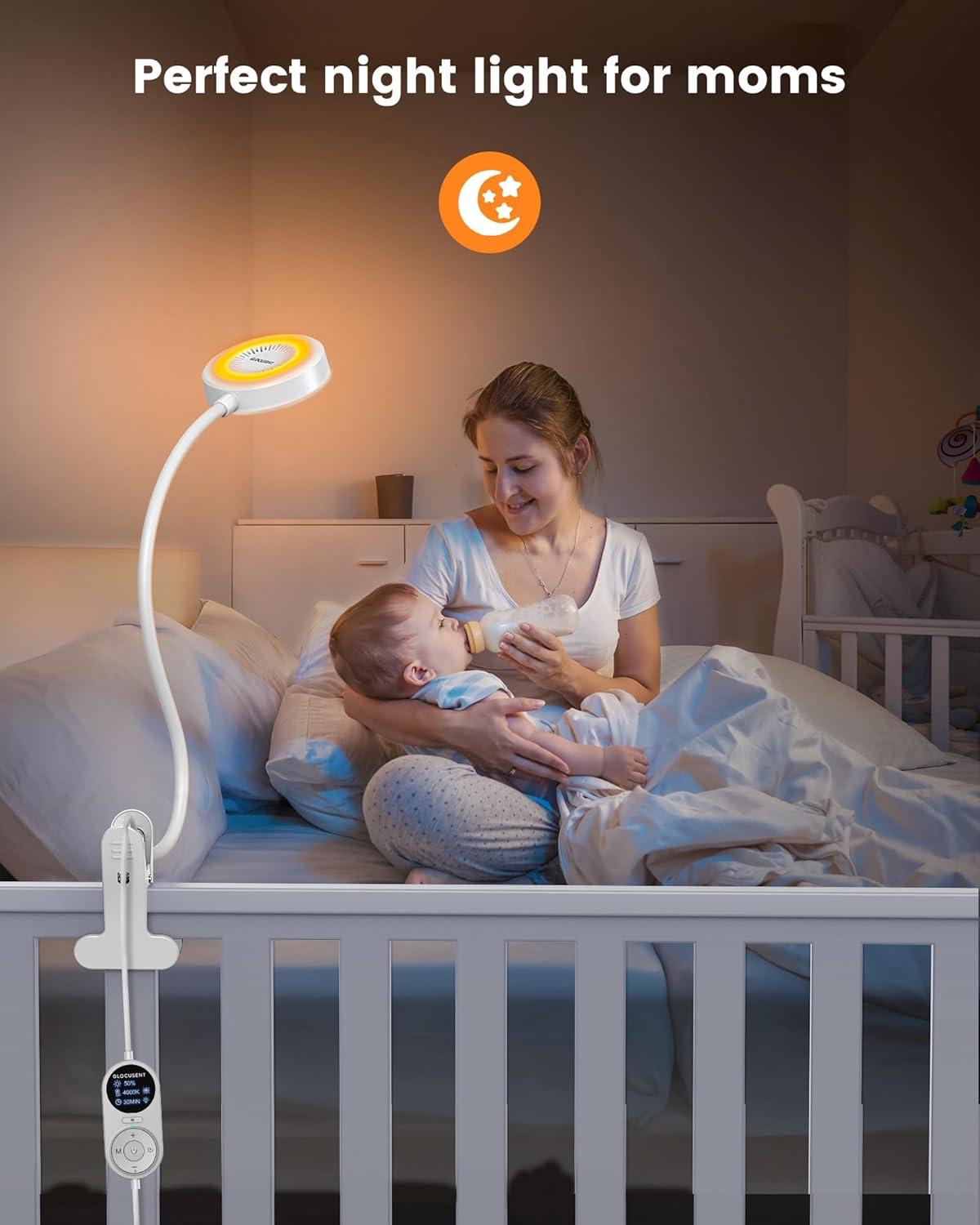image:imageGlocusent 72 LED Clip on Lamp with Remote Reading Light with Amber Ring 3 Colors amp 5 Dimmable Bed Lamp 3060Min Auto Off Timer Clamp Light for HeadboardDormBunk BlackWhite with Remote