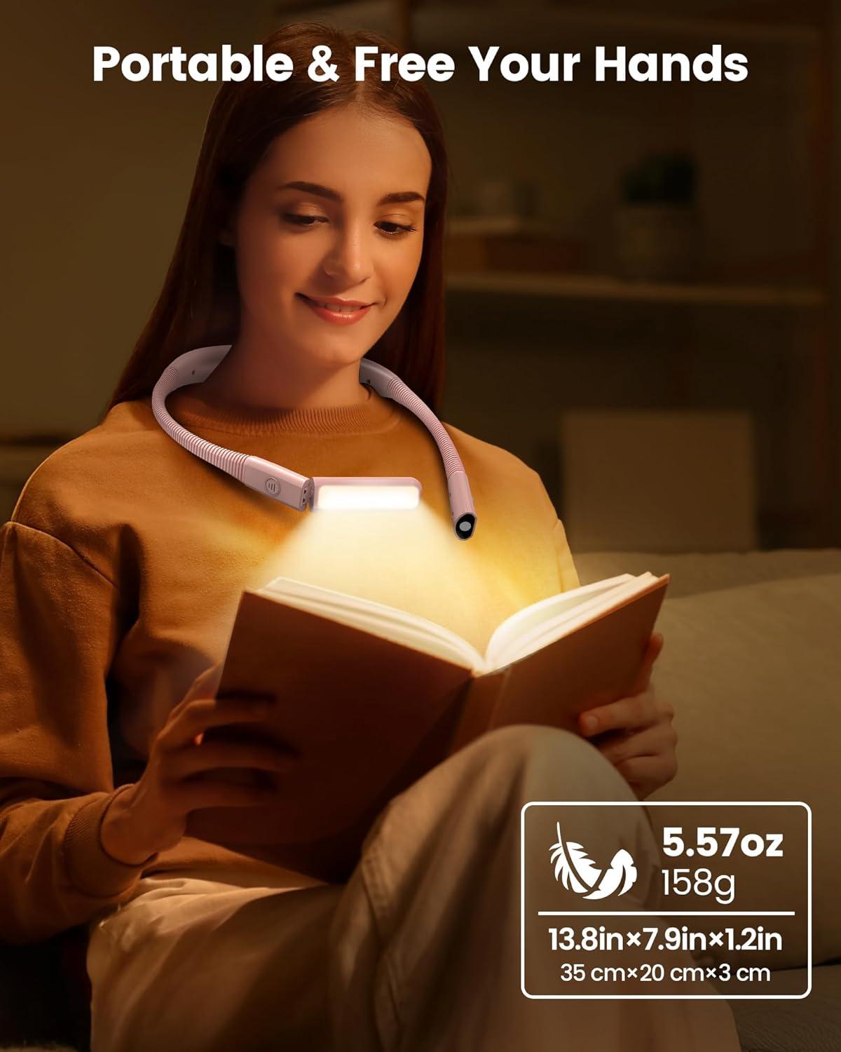 image:imageGlocusent Bendable Neck Light 1600mAh Rechargeable Book Light for 100 Hrs 5 Colors amp Stepless Dimming Reading Light Perfect Book Light for Reading in Bed Knitting Book Lovers GiftsPink