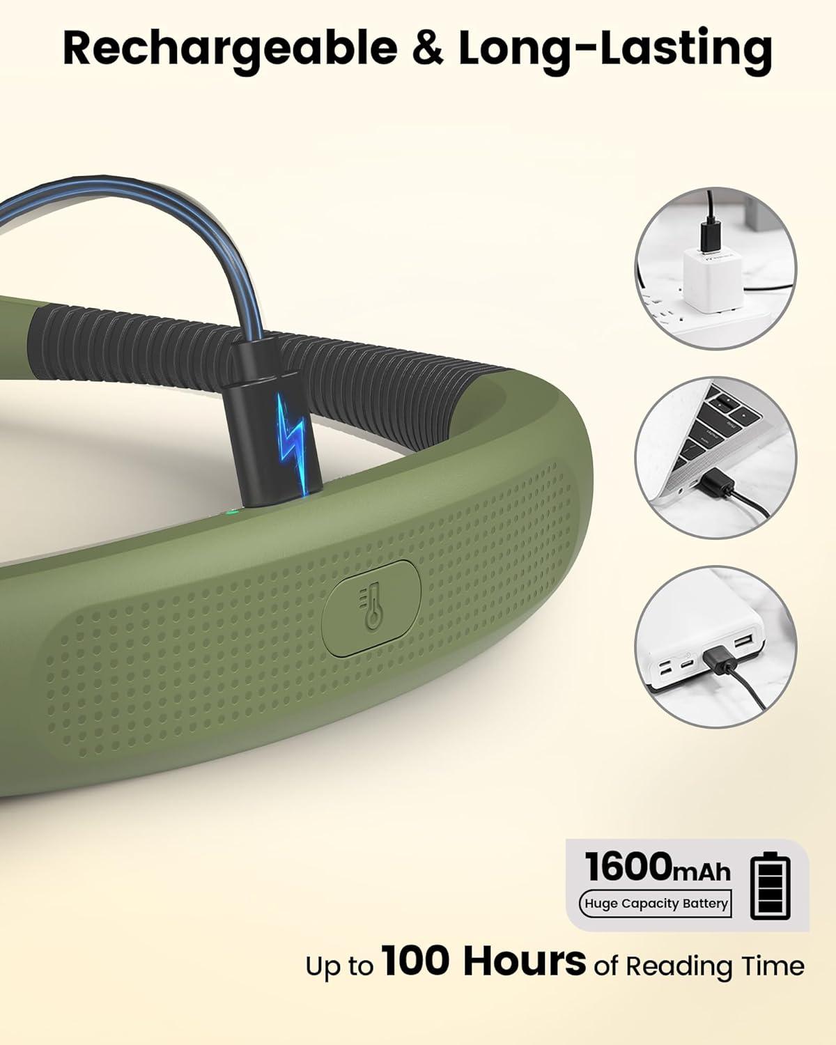 image:imageGlocusent Bendable Neck Light 1600mAh Rechargeable Book Light for 100 Hrs 5 Colors amp Stepless Dimming Reading Light Perfect Book Light for Reading in Bed Knitting Book Lovers GiftsGreen