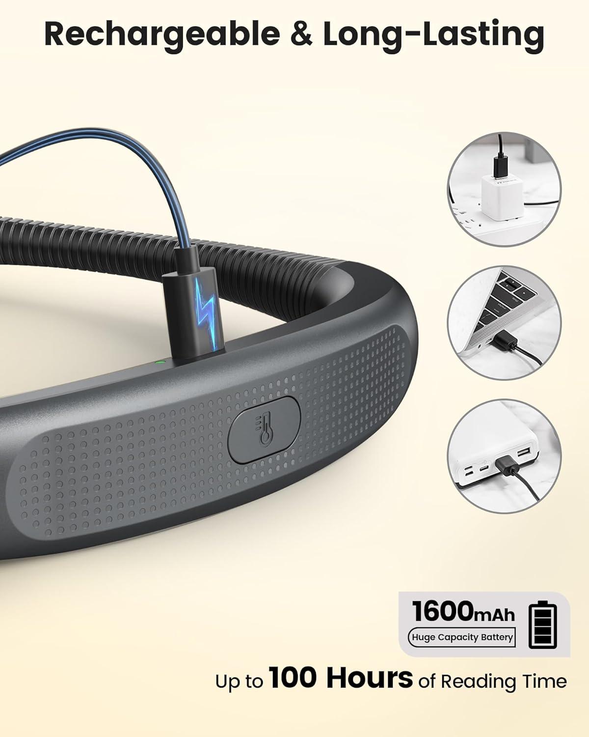 image:imageGlocusent Bendable Neck Light 1600mAh Rechargeable Book Light for 100 Hrs 5 Colors amp Stepless Dimming Reading Light Perfect Book Light for Reading in Bed Knitting Book Lovers GiftsGray