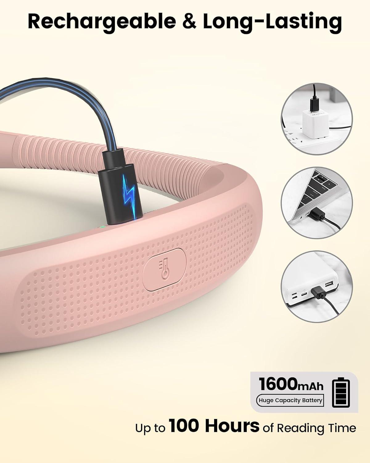 image:imageGlocusent Bendable Neck Light 1600mAh Rechargeable Book Light for 100 Hrs 5 Colors amp Stepless Dimming Reading Light Perfect Book Light for Reading in Bed Knitting Book Lovers GiftsPink