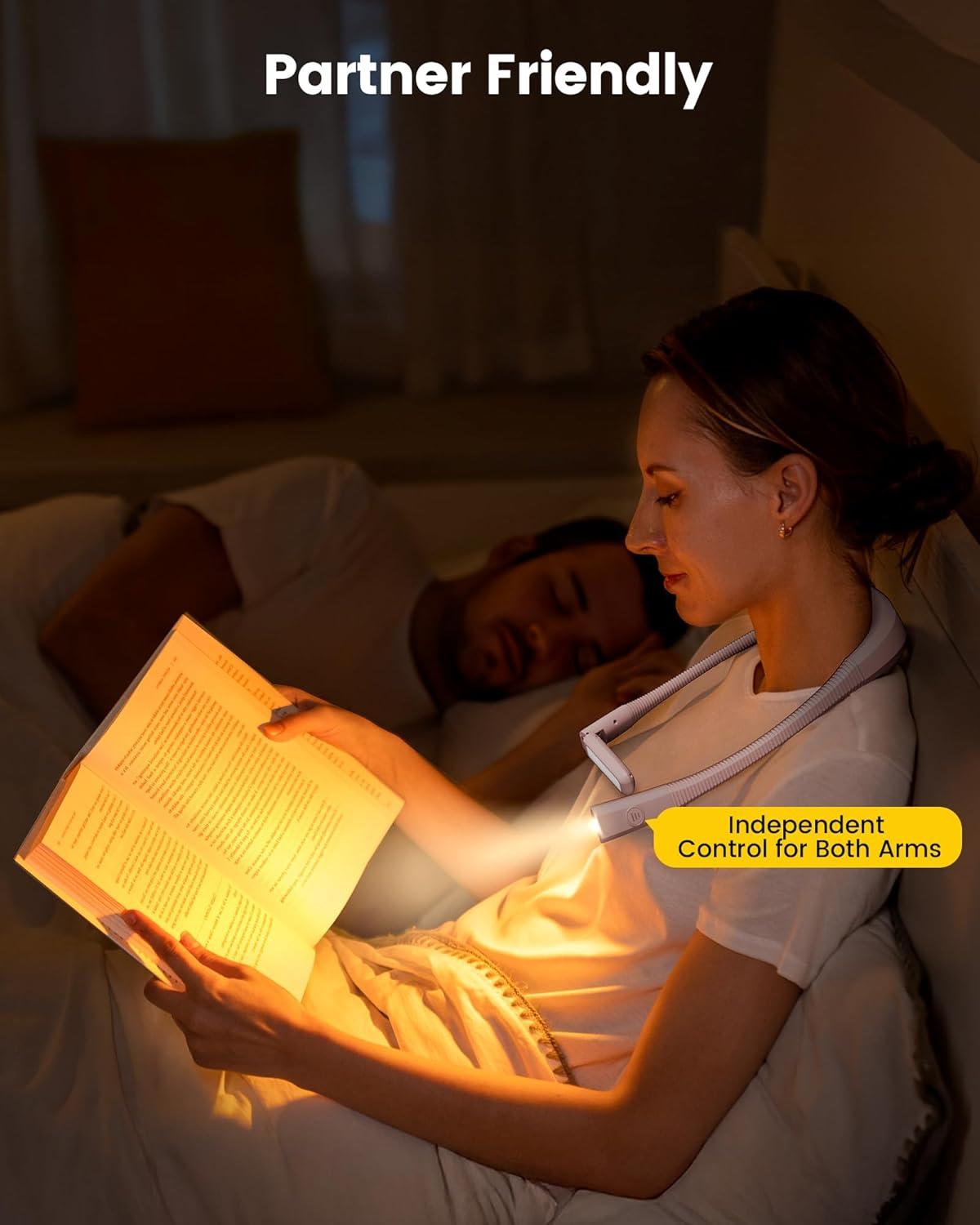 image:imageGlocusent Bendable Neck Light 1600mAh Rechargeable Book Light for 100 Hrs 5 Colors amp Stepless Dimming Reading Light Perfect Book Light for Reading in Bed Knitting Book Lovers GiftsPink