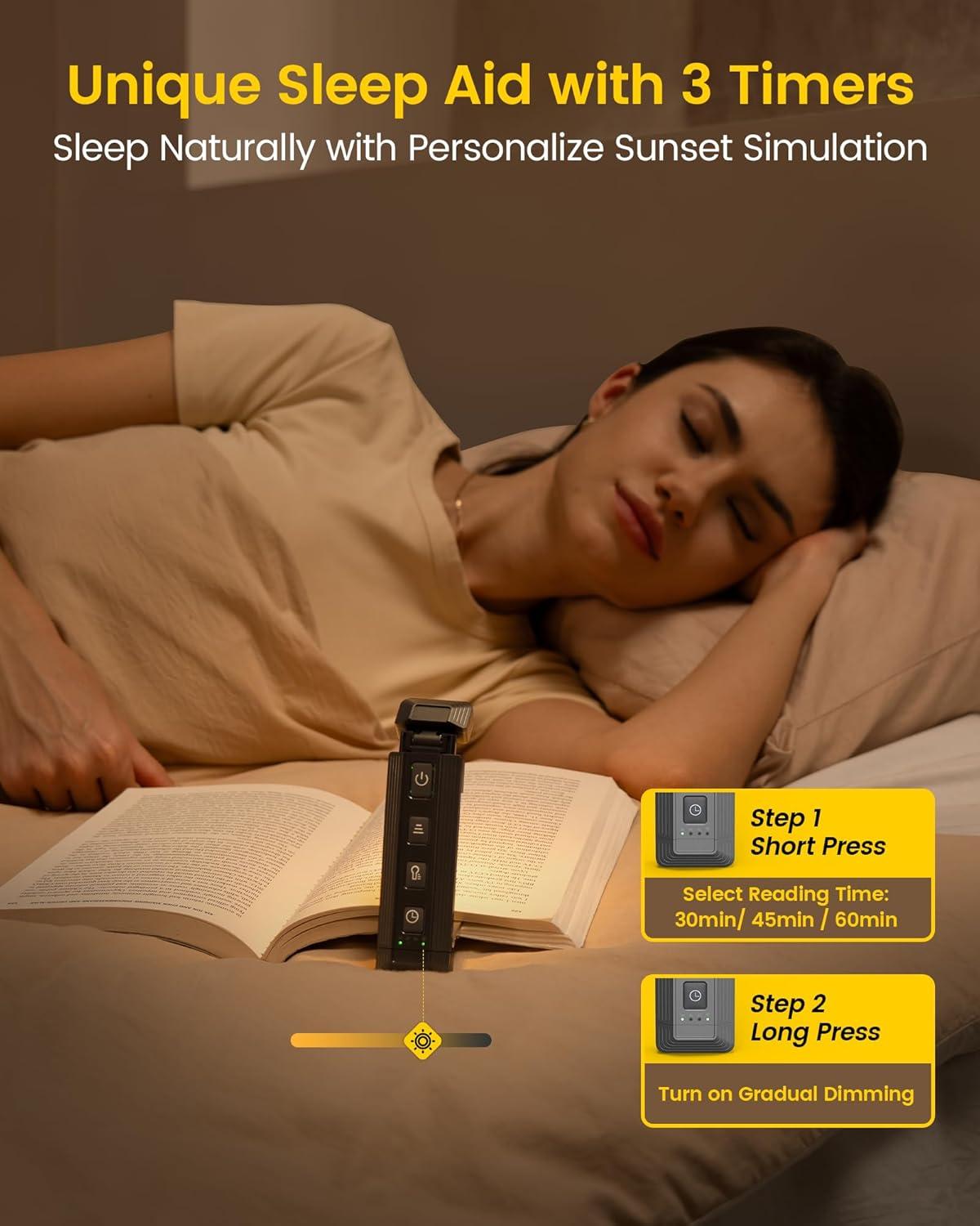 image:imageGlocusent Extendable Book Lights for Reading at Night 5 Enhanced Brightness amp 3 Colors with Sleep Aid amp Timers Clip on USB Rechargeable Reading Light for Books in Bed Ideal Gifts for Book LoversGray