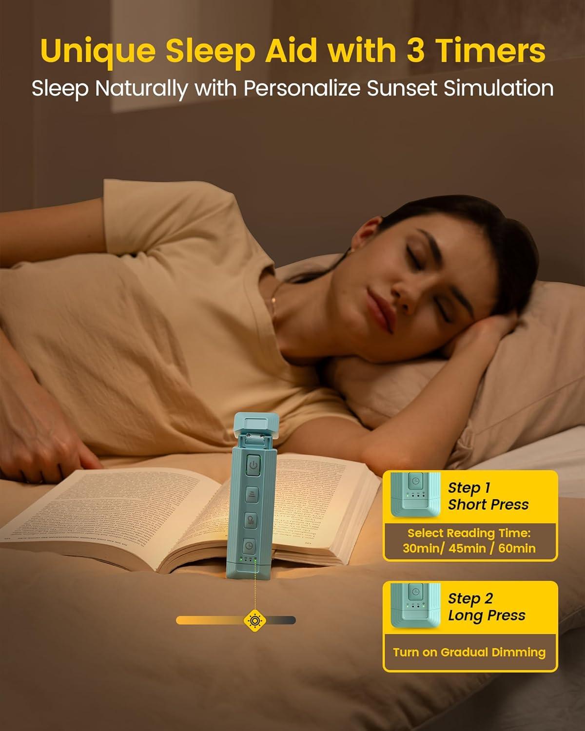 image:imageGlocusent Extendable Book Lights for Reading at Night 5 Enhanced Brightness amp 3 Colors with Sleep Aid amp Timers Clip on USB Rechargeable Reading Light for Books in Bed Ideal Gifts for Book LoversBlue