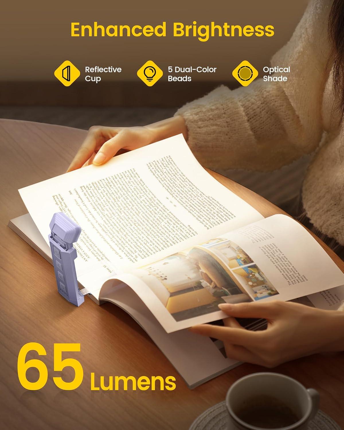 image:imageGlocusent Extendable Book Lights for Reading at Night 5 Enhanced Brightness amp 3 Colors with Sleep Aid amp Timers Clip on USB Rechargeable Reading Light for Books in Bed Ideal Gifts for Book LoversPurple