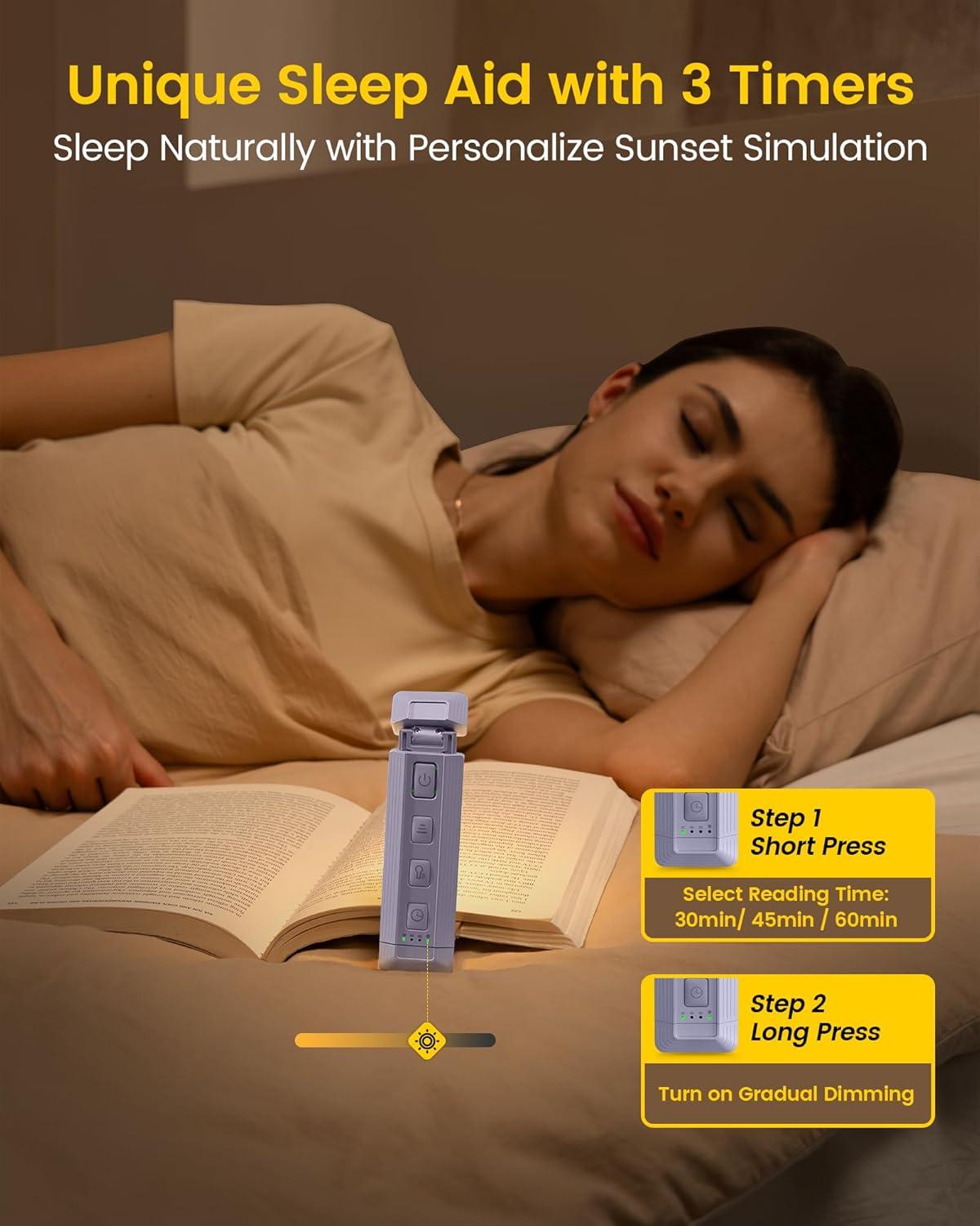 image:imageGlocusent Extendable Book Lights for Reading at Night 5 Enhanced Brightness amp 3 Colors with Sleep Aid amp Timers Clip on USB Rechargeable Reading Light for Books in Bed Ideal Gifts for Book LoversPurple