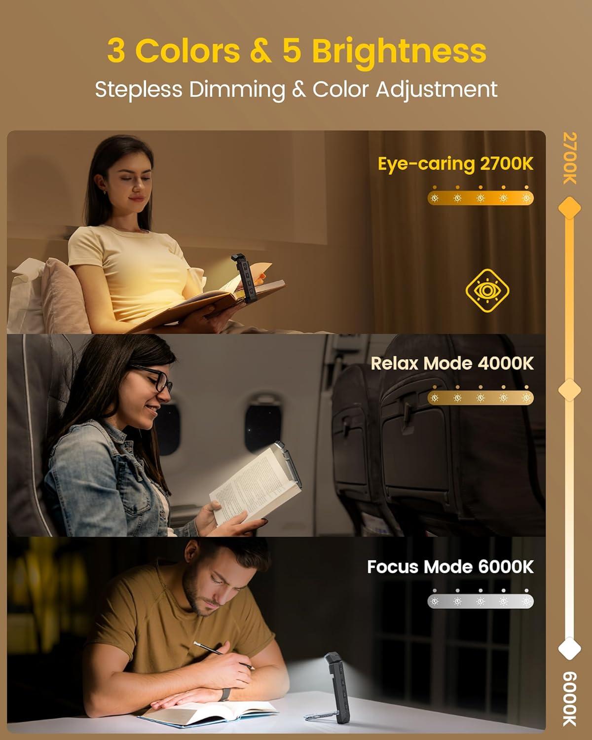 image:imageGlocusent Extendable Book Lights for Reading at Night 5 Enhanced Brightness amp 3 Colors with Sleep Aid amp Timers Clip on USB Rechargeable Reading Light for Books in Bed Ideal Gifts for Book LoversGray