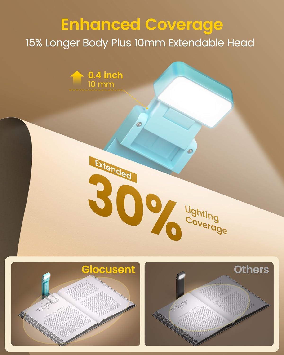 image:imageGlocusent Extendable Book Lights for Reading at Night 5 Enhanced Brightness amp 3 Colors with Sleep Aid amp Timers Clip on USB Rechargeable Reading Light for Books in Bed Ideal Gifts for Book LoversBlue