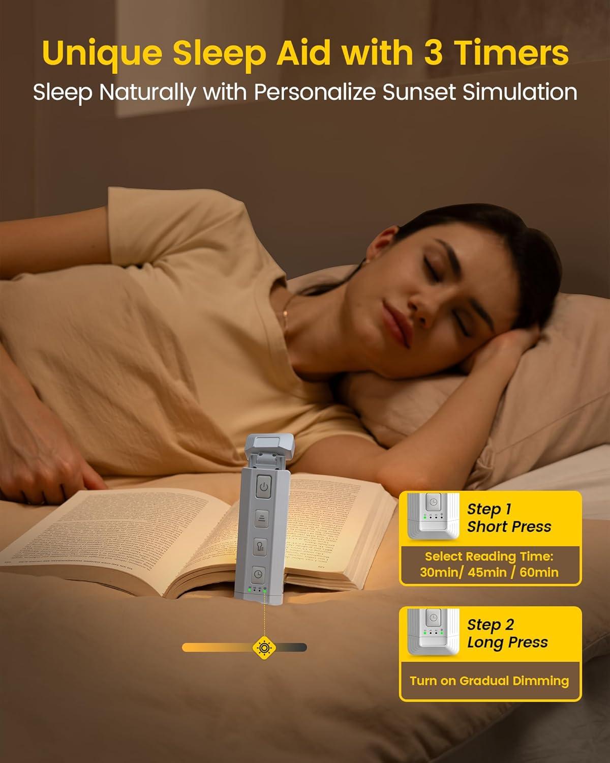 image:imageGlocusent Extendable Book Lights for Reading at Night 5 Enhanced Brightness amp 3 Colors with Sleep Aid amp Timers Clip on USB Rechargeable Reading Light for Books in Bed Ideal Gifts for Book LoversWhite