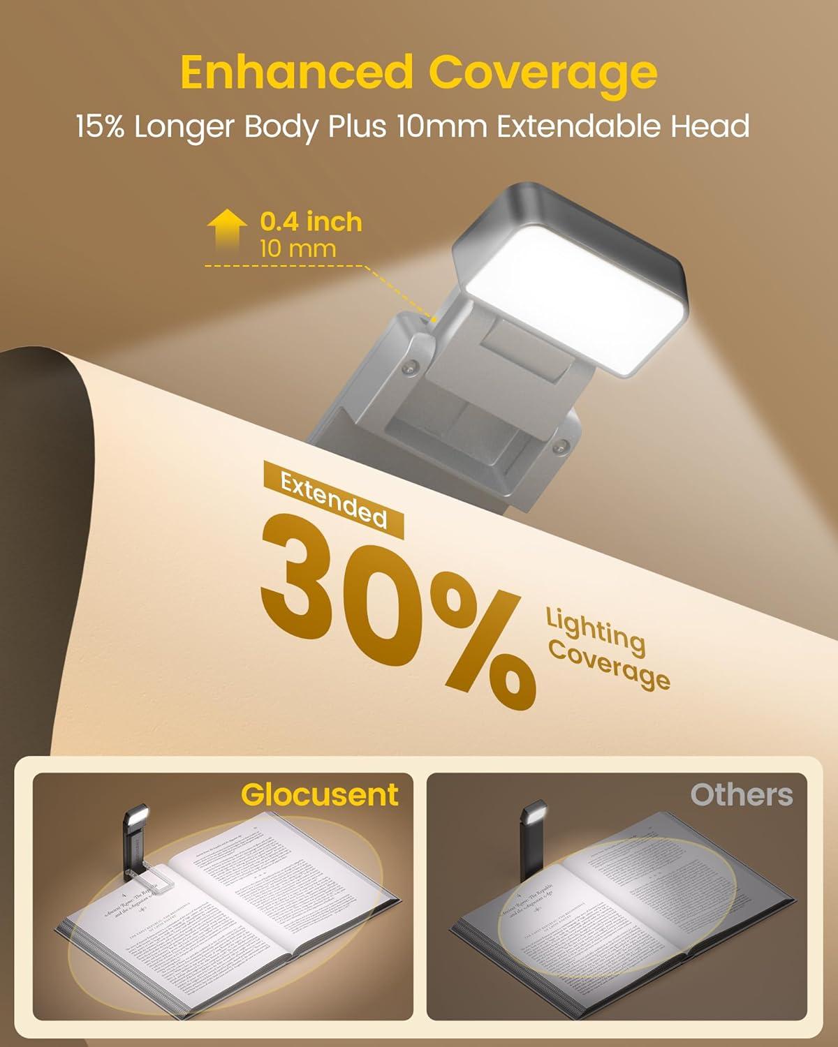 image:imageGlocusent Extendable Book Lights for Reading at Night 5 Enhanced Brightness amp 3 Colors with Sleep Aid amp Timers Clip on USB Rechargeable Reading Light for Books in Bed Ideal Gifts for Book LoversGray