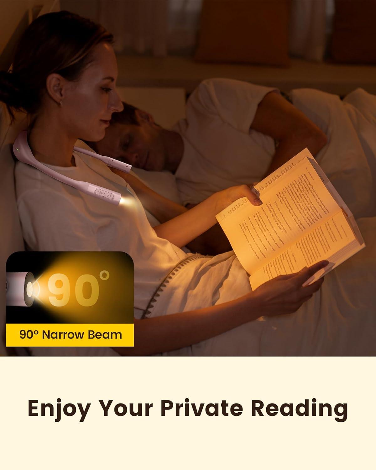 image:imageGlocusent Neck Book Light 1200mAh Rechargeable Neck Reading Light Hands Free Book Lights for Reading at Night 5 Colors amp 5 Brightness Private Lightweight Book Reading Light in Bed for Book LoversPink