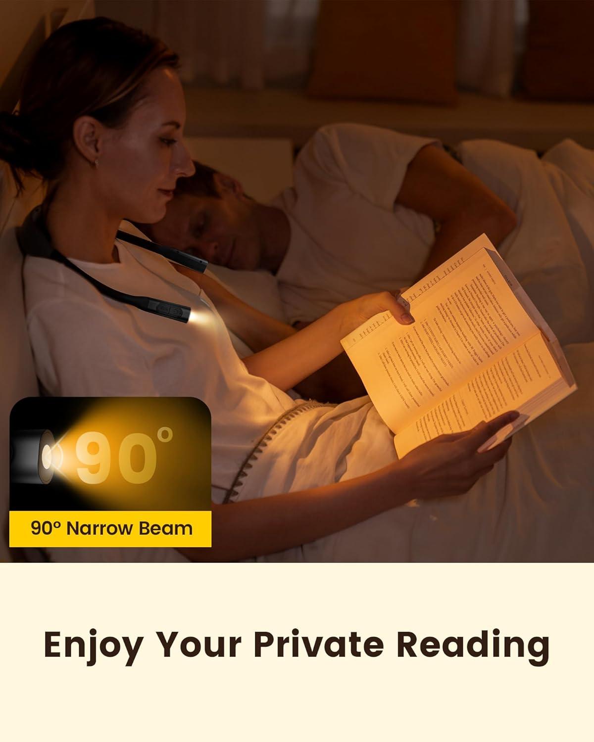 image:imageGlocusent Neck Book Light 1200mAh Rechargeable Neck Reading Light Hands Free Book Lights for Reading at Night 5 Colors amp 5 Brightness Private Lightweight Book Reading Light in Bed for Book LoversBlack