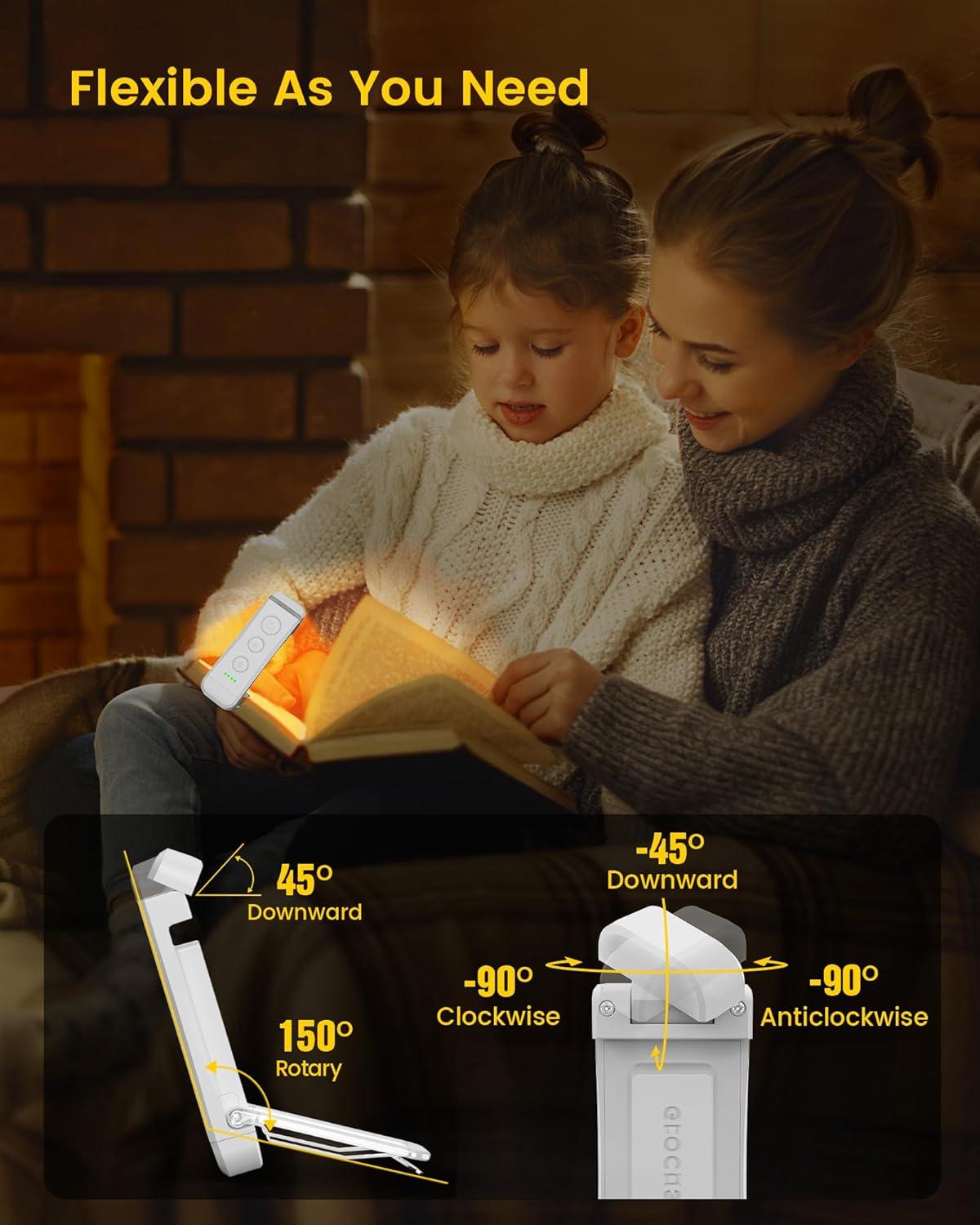 image:imageGlocusent USB Rechargeable Book Light Portable Clipon LED Reading Light Reading Lights for Books in Bed with 3 Amber Colors amp 5 Brightness Dimmable Compact amp Long Lasting Perfect for Book LoversWhite