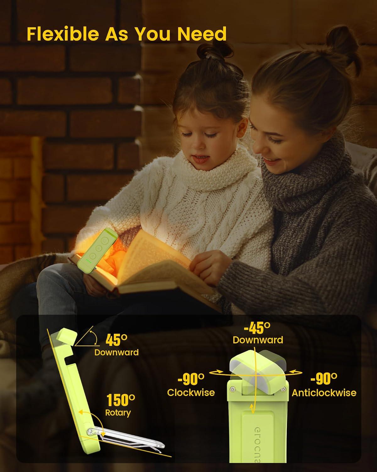 image:imageGlocusent USB Rechargeable Book Light Portable Clipon LED Reading Light Reading Lights for Books in Bed with 3 Amber Colors amp 5 Brightness Dimmable Compact amp Long Lasting Perfect for Book LoversGreen