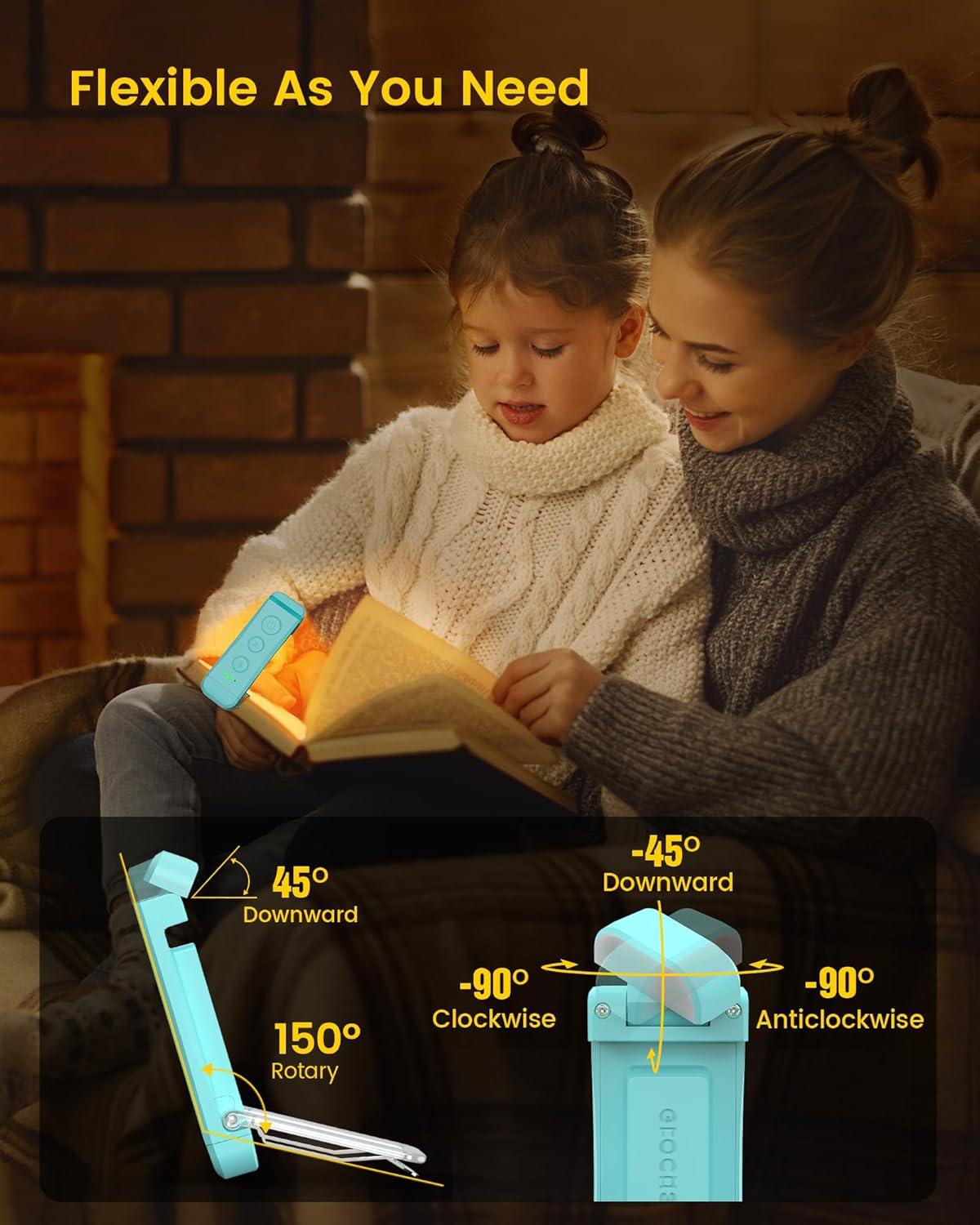 image:imageGlocusent USB Rechargeable Book Light Portable Clipon LED Reading Light Reading Lights for Books in Bed with 3 Amber Colors amp 5 Brightness Dimmable Compact amp Long Lasting Perfect for Book LoversBlue