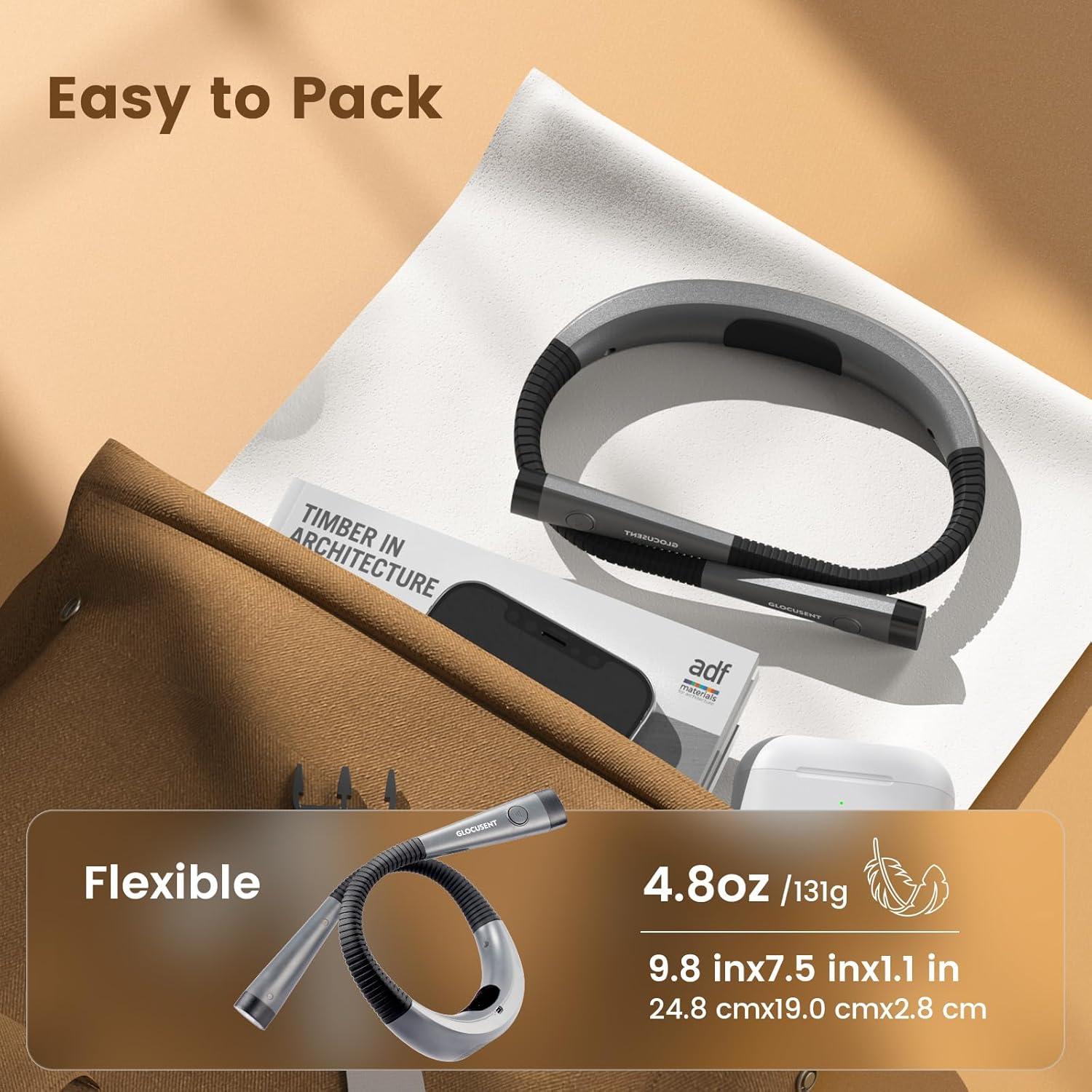 image:imageGlocusent Upgraded LED Neck Reading Light Book Light for Reading in Bed 30min Timer 3 Colors amp 3 Brightness Adjustable Rechargeable amp Long Lasting Perfect for Reading KnittingGray