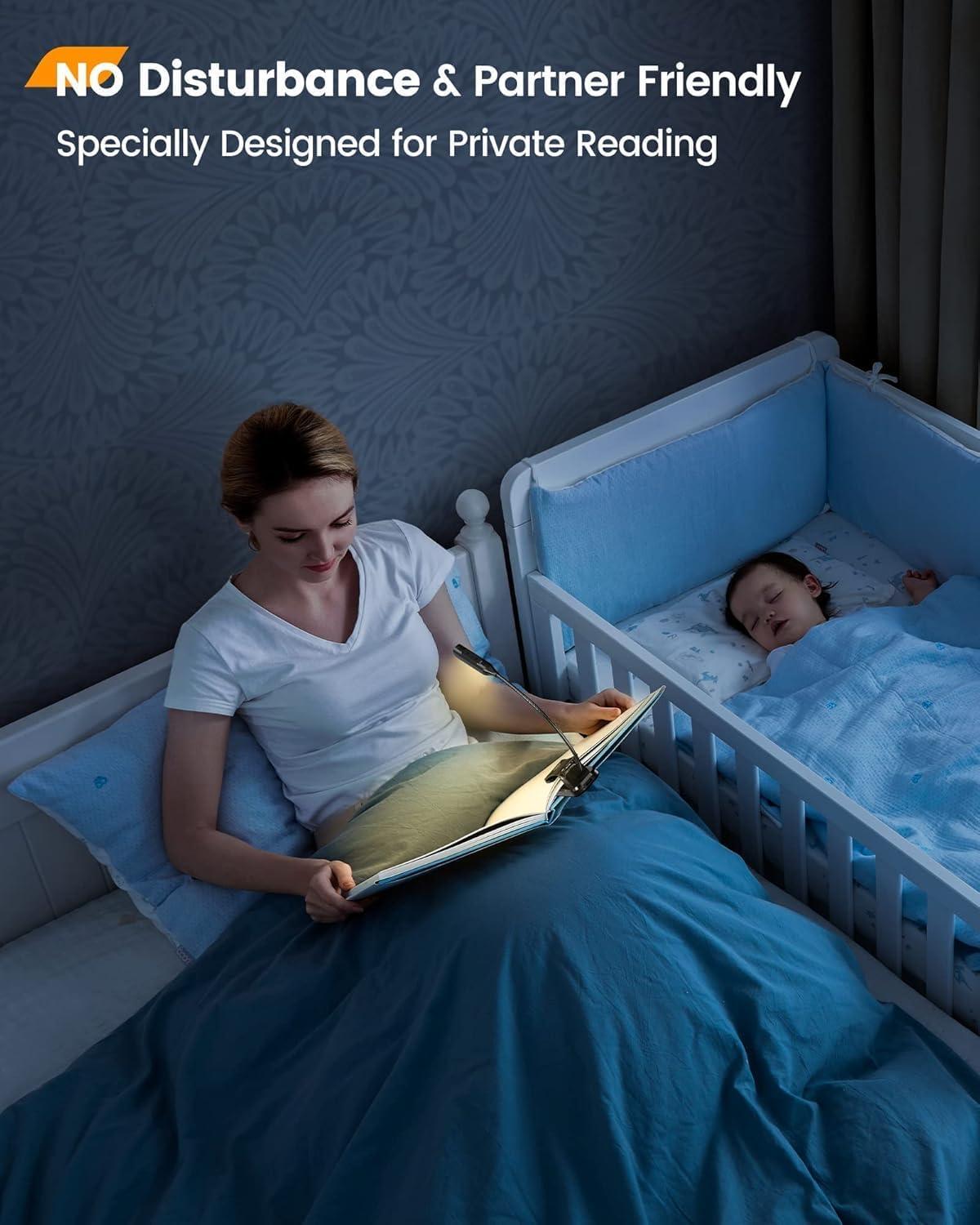 image:imageGlocusent Willow Book Light 10LED 3 Colors amp 3 Brightness Rechargeable Lightweight Clip on Modern Design Pure White ABS Material USBC 80hr Runtime Ideal for Book LoversBlack