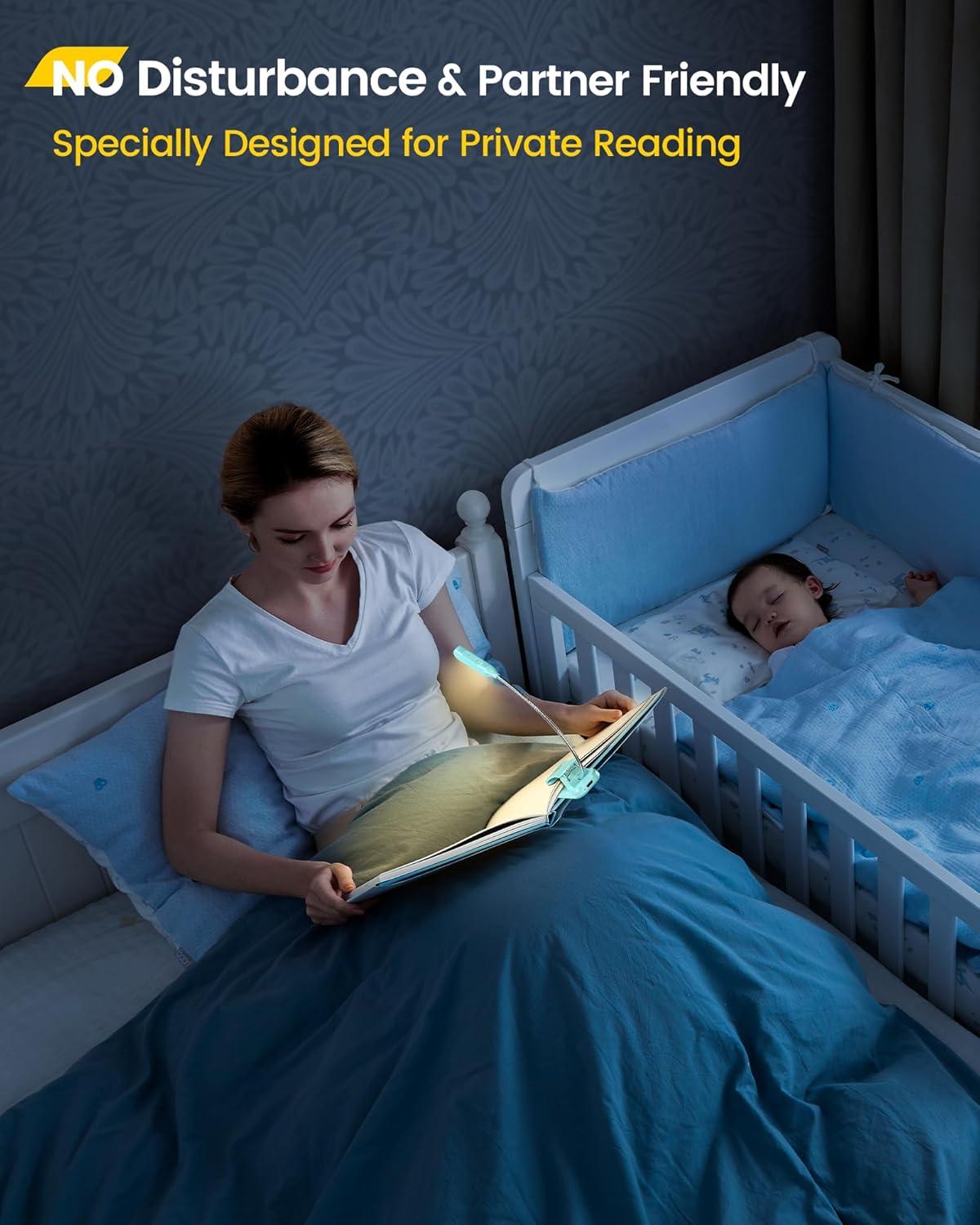 image:imageGlocusent Willow Book Light 10LED 3 Colors amp 3 Brightness Rechargeable Lightweight Clip on Modern Design Pure White ABS Material USBC 80hr Runtime Ideal for Book LoversBlue
