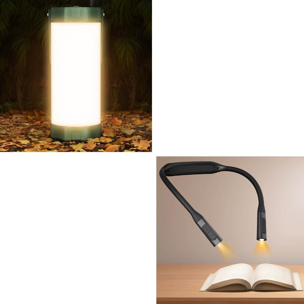 image:imageGlocusent 1 Pack LED Camping Lantern Rechargeable 1 Pack Ergonomic Neck Light 1200mAh for 100Hrs Runtime Reading Lights