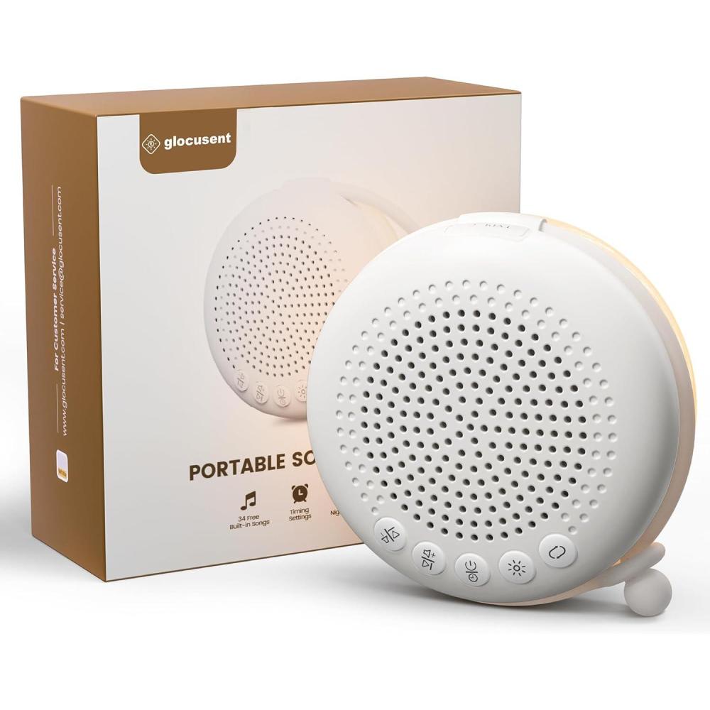 image:imageGlocusent 3in1 Portable Baby Sound Machine White Noise Machine for Sleeping Night Light amp Phone Connected Speaker 34 Sounds Timing Function 1000mAh Large Battery Designed for Travel