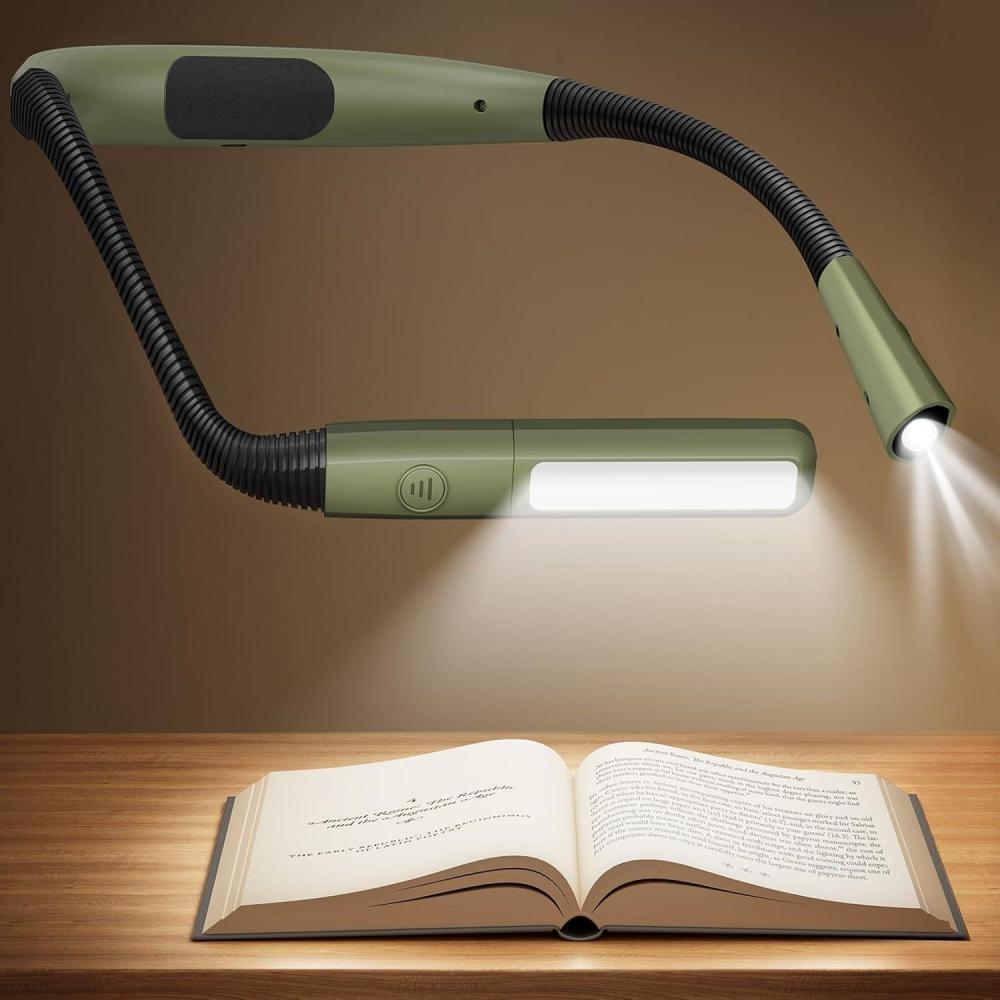 image:imageGlocusent Bendable Neck Light 1600mAh Rechargeable Book Light for 100 Hrs 5 Colors amp Stepless Dimming Reading Light Perfect Book Light for Reading in Bed Knitting Book Lovers GiftsGreen