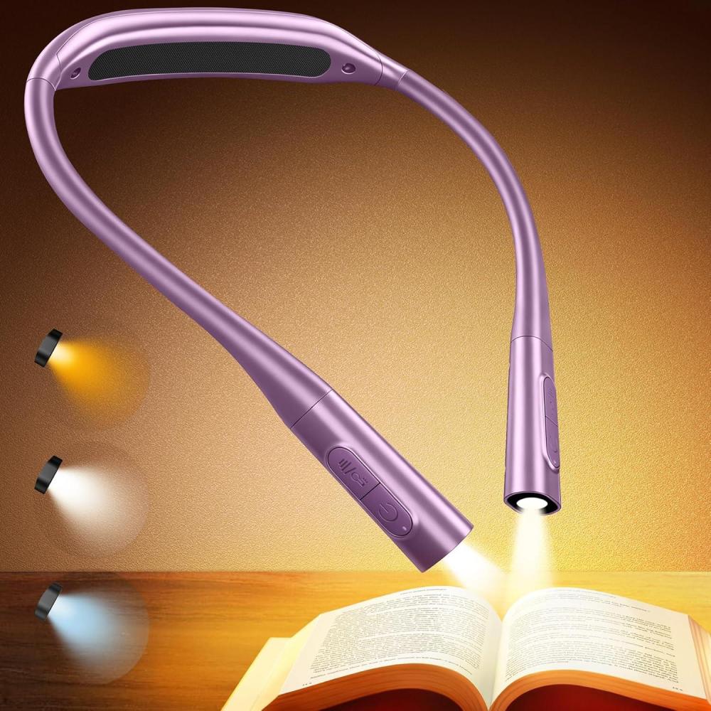 image:imageGlocusent Neck Book Light 1200mAh Rechargeable Neck Reading Light Hands Free Book Lights for Reading at Night 5 Colors amp 5 Brightness Private Lightweight Book Reading Light in Bed for Book LoversPurple