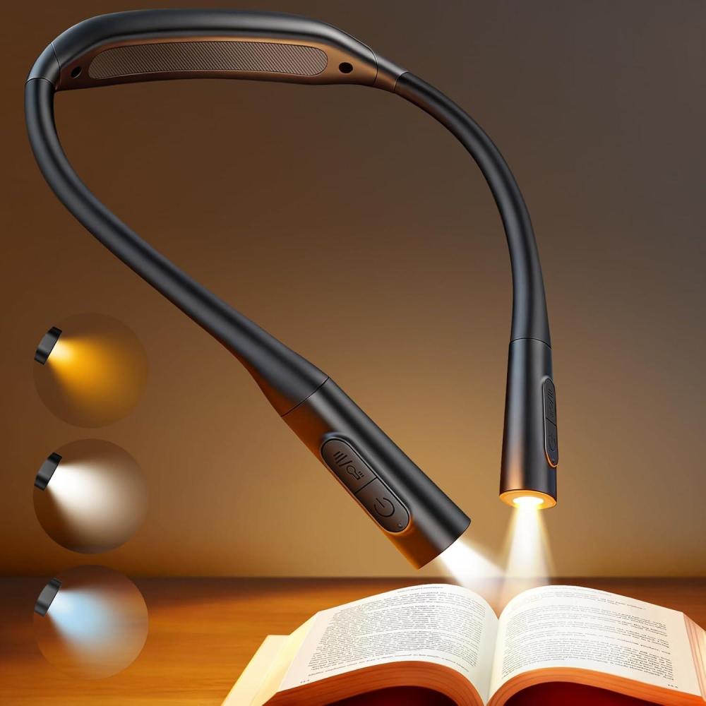 image:imageGlocusent Neck Book Light 1200mAh Rechargeable Neck Reading Light Hands Free Book Lights for Reading at Night 5 Colors amp 5 Brightness Private Lightweight Book Reading Light in Bed for Book LoversBlack