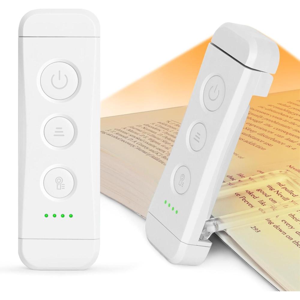 image:imageGlocusent USB Rechargeable Book Light Portable Clipon LED Reading Light Reading Lights for Books in Bed with 3 Amber Colors amp 5 Brightness Dimmable Compact amp Long Lasting Perfect for Book LoversWhite