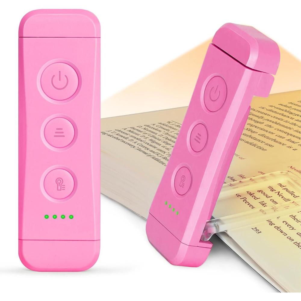 image:imageGlocusent USB Rechargeable Book Light Portable Clipon LED Reading Light Reading Lights for Books in Bed with 3 Amber Colors amp 5 Brightness Dimmable Compact amp Long Lasting Perfect for Book LoversPink