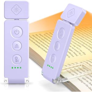 image:imageGlocusent 12 LED Rechargeable Book Light Clipon Reading Light with 5 Colors amp 5 Brightness Levels Up to 100Hrs Runtime EyeCaring Reading Lights for Books in Bed Perfect for Book Lovers KidsPurple