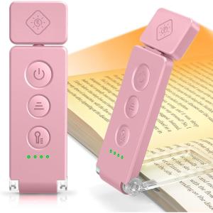 image:imageGlocusent 12 LED Rechargeable Book Light Clipon Reading Light with 5 Colors amp 5 Brightness Levels Up to 100Hrs Runtime EyeCaring Reading Lights for Books in Bed Perfect for Book Lovers KidsPink