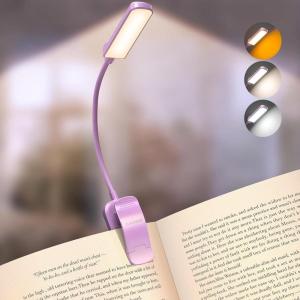 image:imageGlocusent 13 LEDs Book Lights for Reading at Night 120 Hrs Runtime Rechargeable Reading Light Eye Caring 3 Colors amp 5 Stepless Dimming Brightness 360LM Flexible Clip on Light for Book Lovers KidsPurple