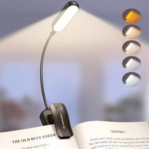 image:imageGlocusent 20 LED Reading Lights for Books in Bed Eye Caring Reading Light 5 Colors amp 5 Brightness 3100LM Dimmable 1200mAh Rechargeable Book Light to 90H Lightweight Clip on Light for Book LoversBlack