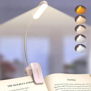 image:imageGlocusent 20 LED Reading Lights for Books in Bed Eye Caring Reading Light 5 Colors amp 5 Brightness 3100LM Dimmable 1200mAh Rechargeable Book Light to 90H Lightweight Clip on Light for Book LoversPink