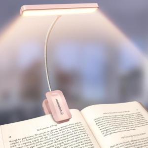image:imageGlocusent 26 LED Book Light 1200 mAh 90 Hrs Lasting Rechargeable Reading Light 5 Amber Colors amp Stepless Dimming Book Reading Light  Portable Clip on Light for Book Lovers KidsPink