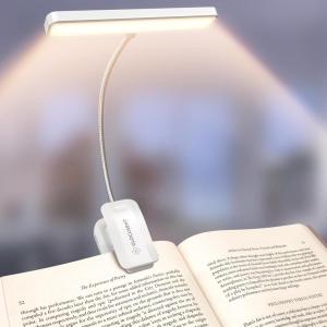 image:imageGlocusent 26 LED Book Light 1200 mAh 90 Hrs Lasting Rechargeable Reading Light 5 Amber Colors amp Stepless Dimming Book Reading Light  Portable Clip on Light for Book Lovers KidsWhite