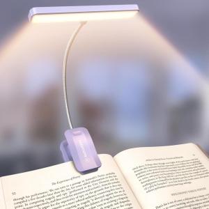 image:imageGlocusent 26 LED Book Light 1200 mAh 90 Hrs Lasting Rechargeable Reading Light 5 Amber Colors amp Stepless Dimming Book Reading Light  Portable Clip on Light for Book Lovers KidsPurple