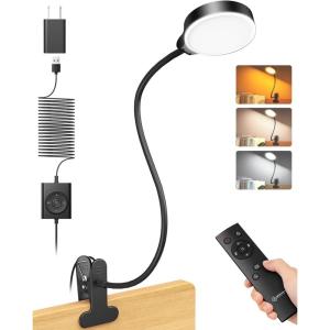 image:imageGlocusent 5W Reading Light for Bed 36 LED Eye Caring Bed Lamp 3 Colors amp 5 Brightness Levels for Headboard with Adapter Perfect Clip on Light for Reading Working amp Studying White with RemoteBlack with Remote