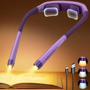 image:imageGlocusent Ergonomic Reading Lights for Books in Bed 1600mAh Rechargeable Book Light 100 Hrs  3 Colors amp 5 Brightness Neck Light with Timers Sleep Aid amp Travel LockPurple