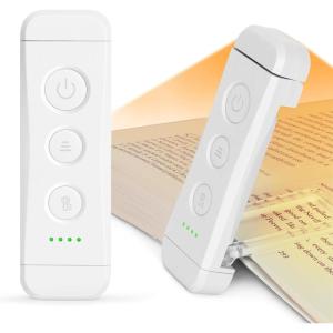 image:imageGlocusent USB Rechargeable Book Light Portable Clipon LED Reading Light Reading Lights for Books in Bed with 3 Amber Colors amp 5 Brightness Dimmable Compact amp Long Lasting Perfect for Book LoversWhite