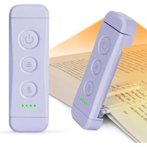 image:imageGlocusent USB Rechargeable Book Light Portable Clipon LED Reading Light Reading Lights for Books in Bed with 3 Amber Colors amp 5 Brightness Dimmable Compact amp Long Lasting Perfect for Book LoversPurple