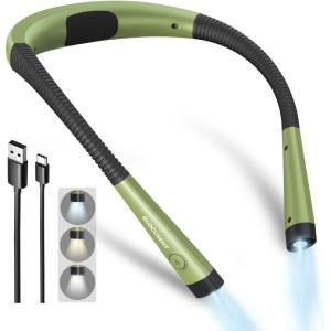 image:imageGlocusent Upgraded LED Neck Reading Light Book Light for Reading in Bed 30min Timer 3 Colors amp 3 Brightness Adjustable Rechargeable amp Long Lasting Perfect for Reading KnittingGreen